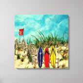 surfboard surf kunst strand olieverfschilderij canvas afdruk (Voorkant)