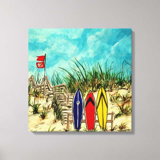 surfboard surf kunst strand olieverfschilderij canvas afdruk (Voorkant)