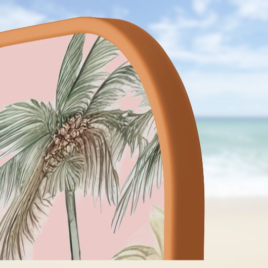 Surfboard Tropical Island Floral Teal Initials Pickleball Paddle