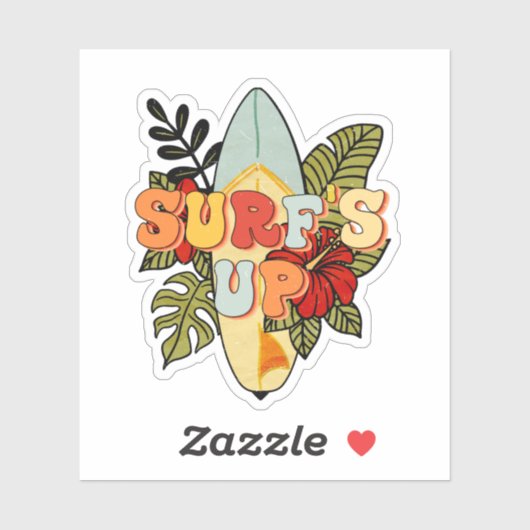 Surfboard Tropische Leaves Surf omhoog Sticker (Vel)