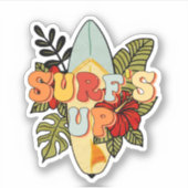 Surfboard Tropische Leaves Surf omhoog Sticker (Voorkant)