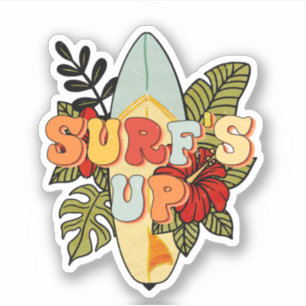 Surfboard Tropische Leaves Surf omhoog Sticker