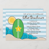 Surfboard verjaardagsfeestje voor kinderen (elke l kaart (Voorkant / Achterkant)