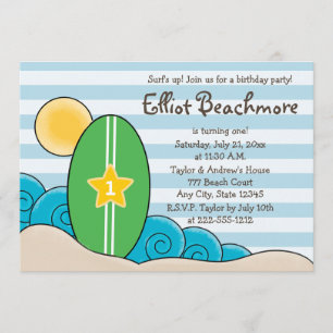 Surfboard verjaardagsfeestje voor kinderen (elke l kaart