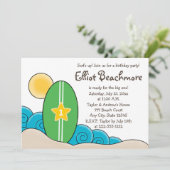 Surfboard verjaardagsfeestje voor kinderen (elke l kaart (Staand voorkant)