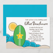 Surfboard verjaardagsfeestje voor kinderen (elke l kaart (Voorkant / Achterkant)