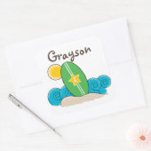 Surfboard Waves Eerste Verjaardagsfeest Favor Vierkante Sticker (Envelop)