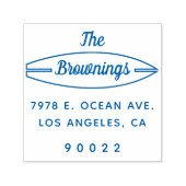 Surfboard witte familienaam retouradres zelfinktende stempel (Design)