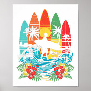 Surfboarder Hawaï Golf Surfing Strand Surfer Liefh Poster
