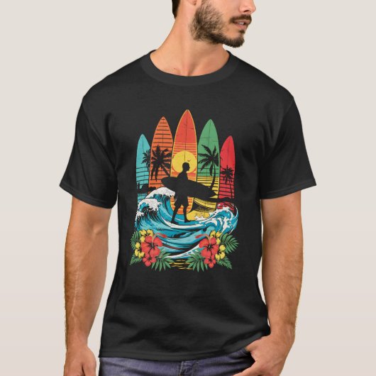 Surfboarder Hawaii Wave Surfen Strand Surfer Lover T-shirt (Voorkant)