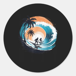 Surfboarder Hawaii Wave Surfplank Liefhebber Be Ronde Sticker