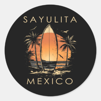 Surfboarder Sayulita Mexico Beach Surfing Surfer V Ronde Sticker