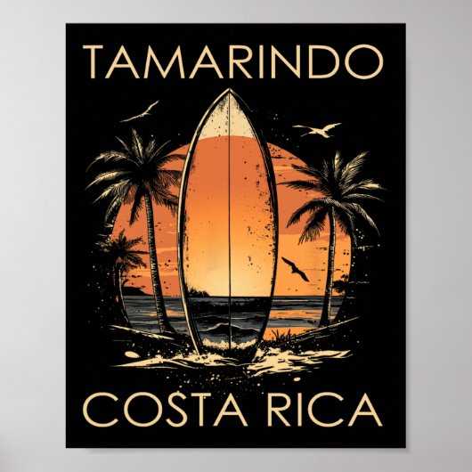 Surfboarder Tamarindo Costa Rica Beach Surfing Sur Poster (Voorkant)