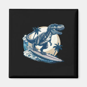 Surfboarding Tyrannosaurus Rex Surfende Dinosaurus Magneet