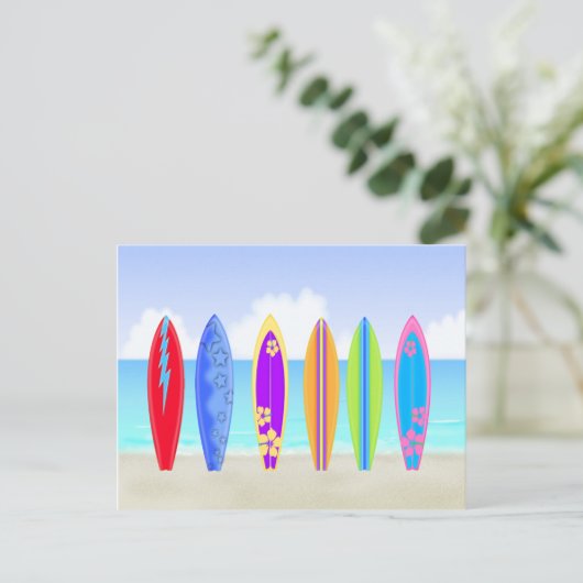 Surfboards Beach Briefkaart (Staand voorkant)
