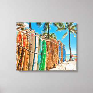 Surfboards in Waikiki Beach, Hawaii Canvas Afdruk