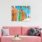 Surfboards in Waikiki Beach, Hawaii Canvas Afdruk (Insitu (Woonkamer))