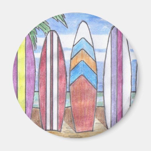 SURFBOARDS magneet (rond) (Voorkant)