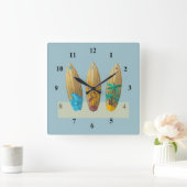 Surfboards on the sand vierkante klok (Huis)