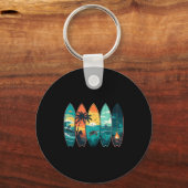 Surfboards Sunset Ocean Beach Vibe Surfer Sleutelhanger (Voorkant)