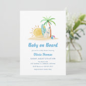 Surfboards Sunshine Beach Palm Tree Baby shower Kaart (Staand voorkant)