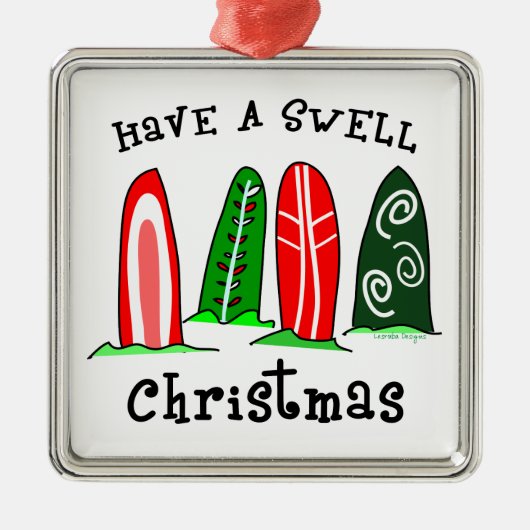 Surfboards Swell kerstversiering Metalen Ornament (Voorkant)