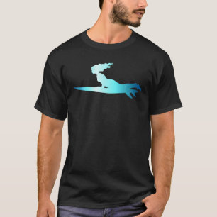 Surfboardsurfer voor het innemen van een golfslag t-shirt