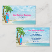 Surfbord en strand tropische surfen visitekaartje (Voorkant / Achterkant)