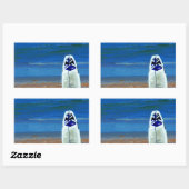 Surfbord op strand rechthoekige sticker (Vel)