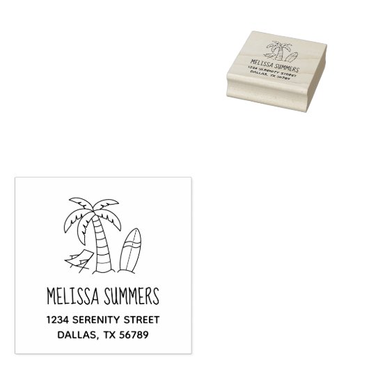 Surfbordadres zomerstrand rubberstempel (Gestempeld)