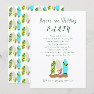 Surfbordontwerp voor huwelijksuitnodiging kaart