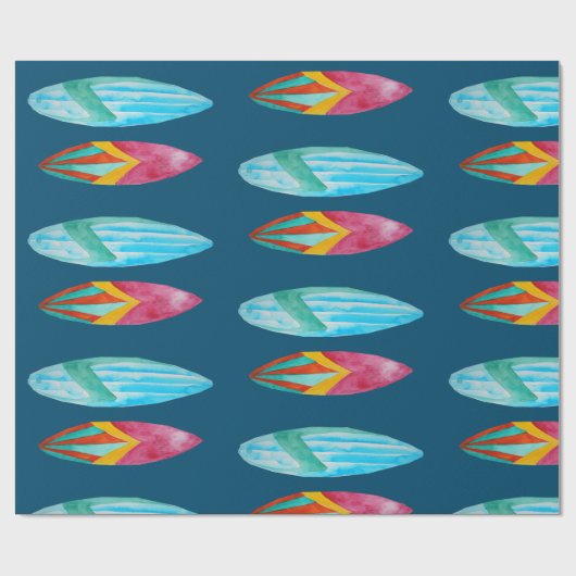 Surfbordpatroon waterverf cadeaupapier (Vlak)
