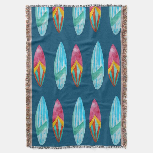 Surfbordpatroon waterverf deken (Voorkant Verticaal)