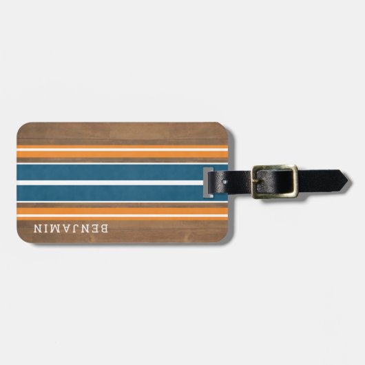  Surfbordstrips - Subtle Wood Background Bagagelabel (Voorkant horizontaal)