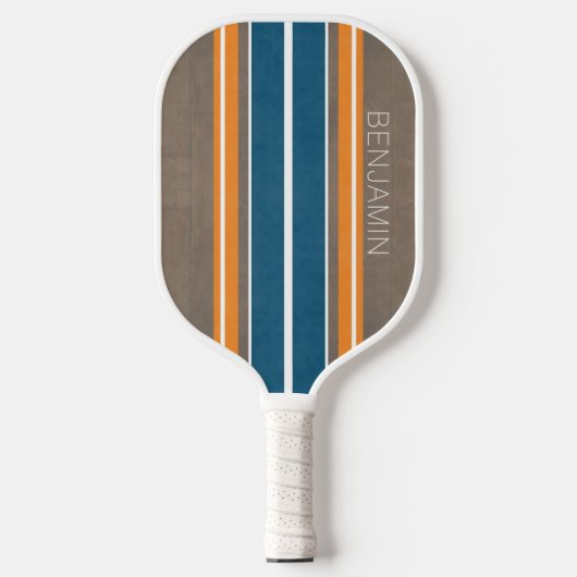 Surfbordstrips - Subtle Wood Background Pickleball Paddle (Voorkant)