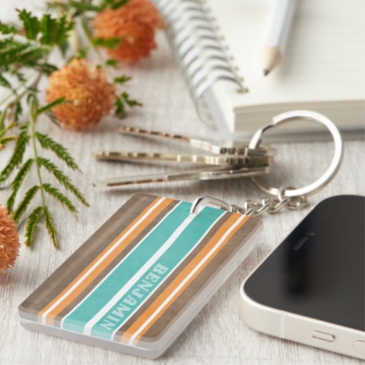  Surfbordstrips - Subtle Wood Background Sleutelhanger (Voorkant Rechts)