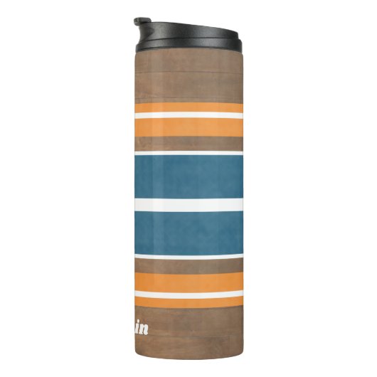 Surfbordstrips - Subtle Wood Background Thermosbeker (Geroteerd rechts)