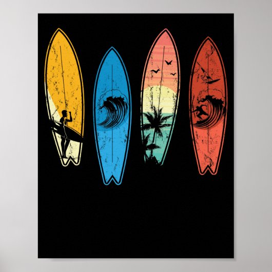 Surfbordsurfboarder met klassieke retrofboarder poster (Voorkant)