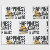 Surfbus Strand Quote Geluk Komt in Golven Cadeaupapier (Vlak)