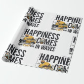Surfbus Strand Quote Geluk Komt in Golven Cadeaupapier (Uitgerold)