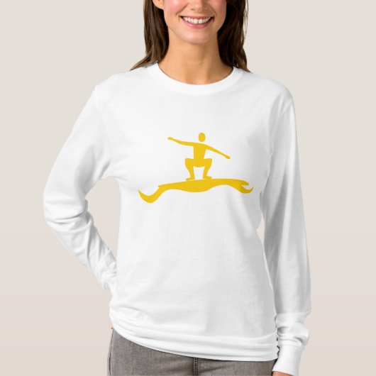 Surfcijfer - Ambergeel T-shirt (Voorkant)