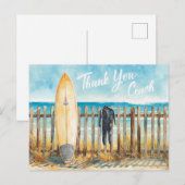 Surfcoach bedankkaart | Coastal Surfboard Briefkaart (Voorkant / Achterkant)