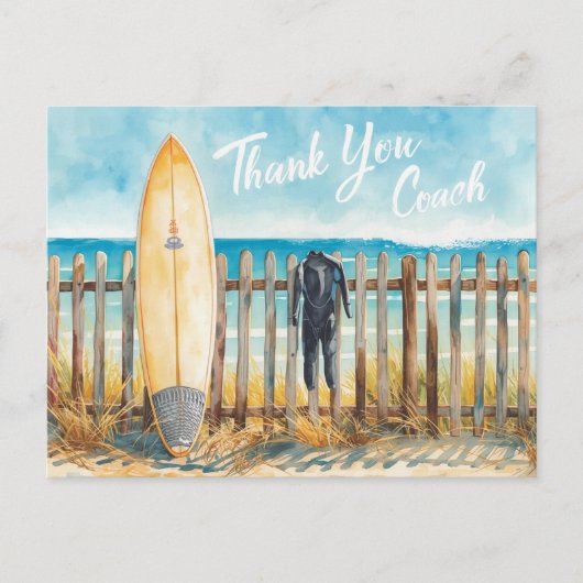 Surfcoach bedankkaart | Coastal Surfboard Briefkaart (Voorkant)