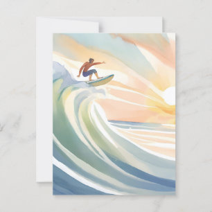 Surfdagen   Oceaan Golf Surf Waterverf Briefkaart