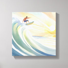 Surfdagen | Oceaan Golf Surf Waterverf Canvas Afdruk