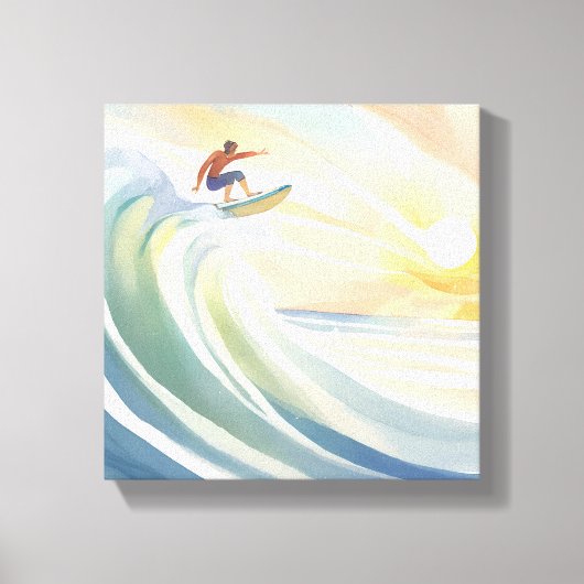 Surfdagen | Oceaan Golf Surf Waterverf Canvas Afdruk (Voorkant)