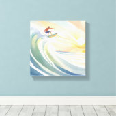 Surfdagen | Oceaan Golf Surf Waterverf Canvas Afdruk (Insitu (Houten vloer))