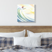 Surfdagen | Oceaan Golf Surf Waterverf Canvas Afdruk (Insitu (Slaapkamer))