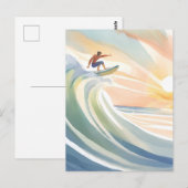 Surfdagen | Ocean Wave Surf Waterverf Briefkaart (Voorkant / Achterkant)
