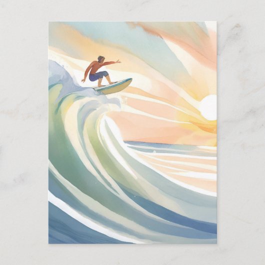 Surfdagen | Ocean Wave Surf Waterverf Briefkaart (Voorkant)